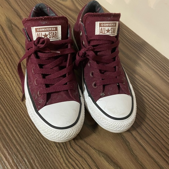 Converse Shoes - Converse Chuck Taylor All Star Burgundy Wine Color Plaid Sneakers size 8